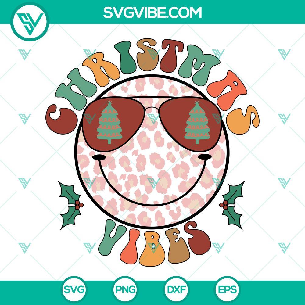 christmas vibes smiley face svg png dxf eps cut files for cricut silhouette 10 mockup