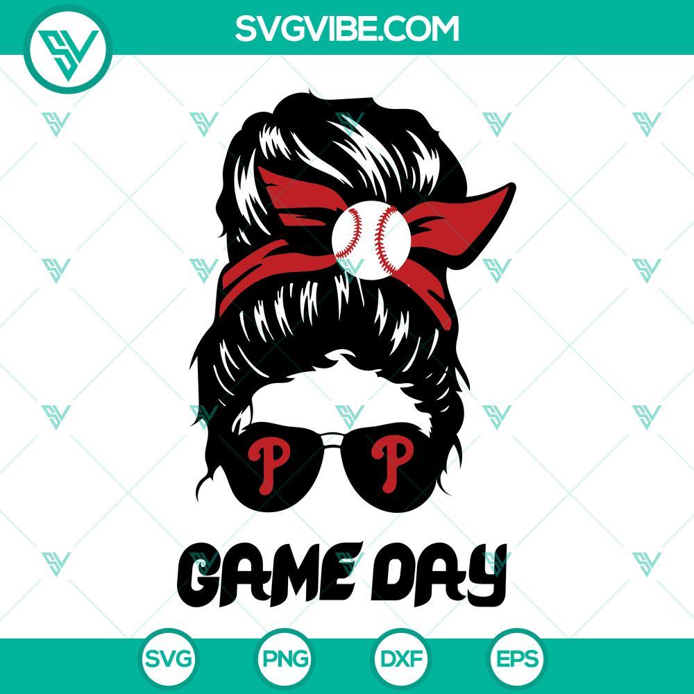 messy bun phillies p svg game day svg phillies svg messy bun philadelphia phillies svg png dxf eps cut files 3 mockup