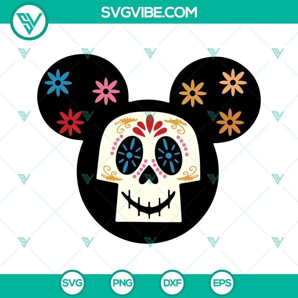 sugar skull mickey head svg coco disney svg day of the dead svg digital download files 4 mockup