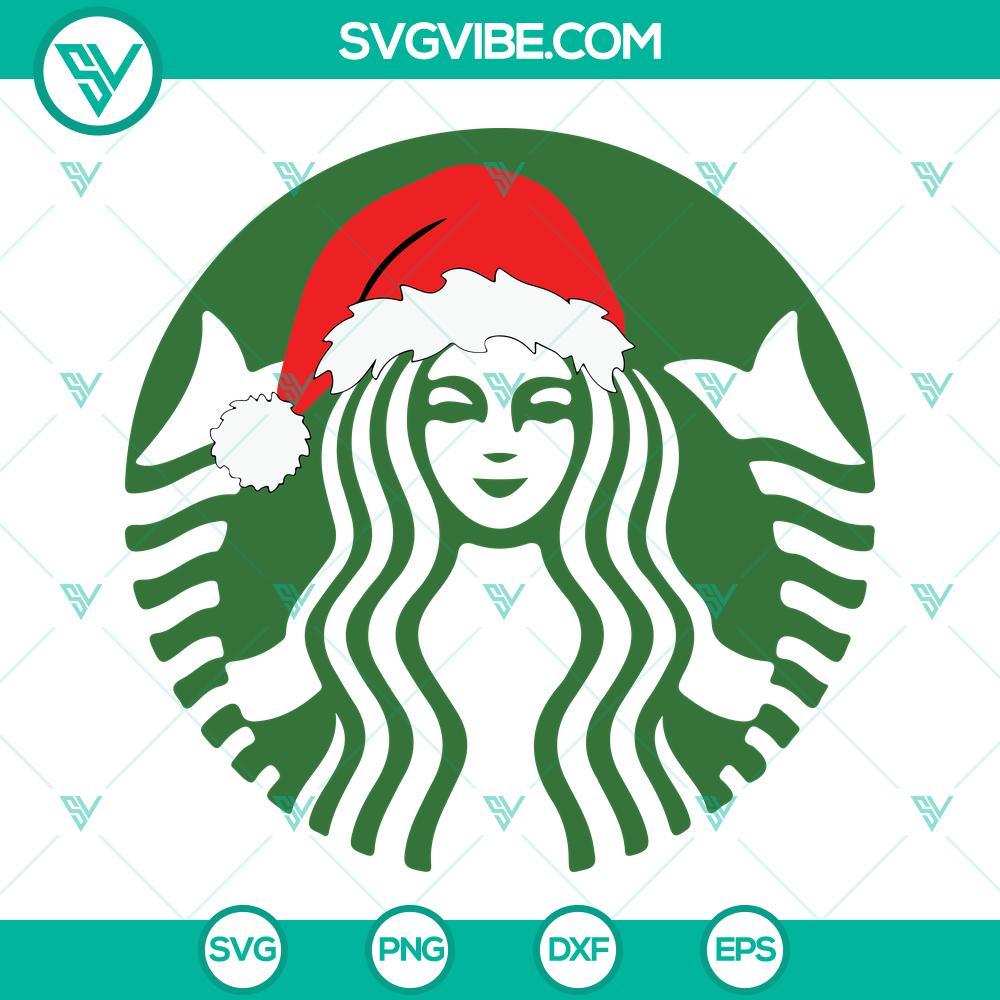 christmas starbucks logo svg christmas starbucks coffee svg starbucks logo santa hat christmas svg png eps dxf files 5 mockup