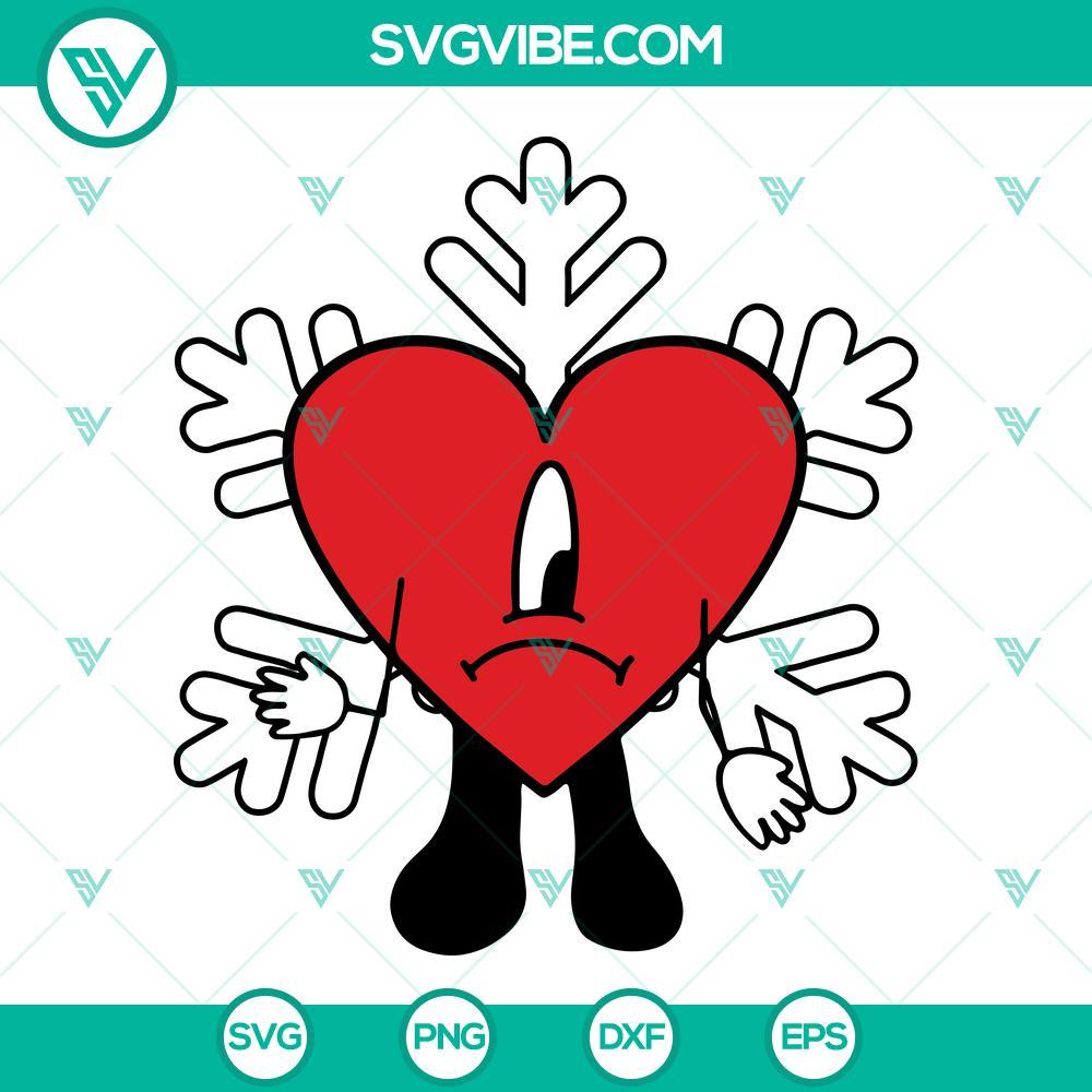 snowflake bad bunny heart christmas svg snowflake svg bad bunny christmas svg 4 mockup