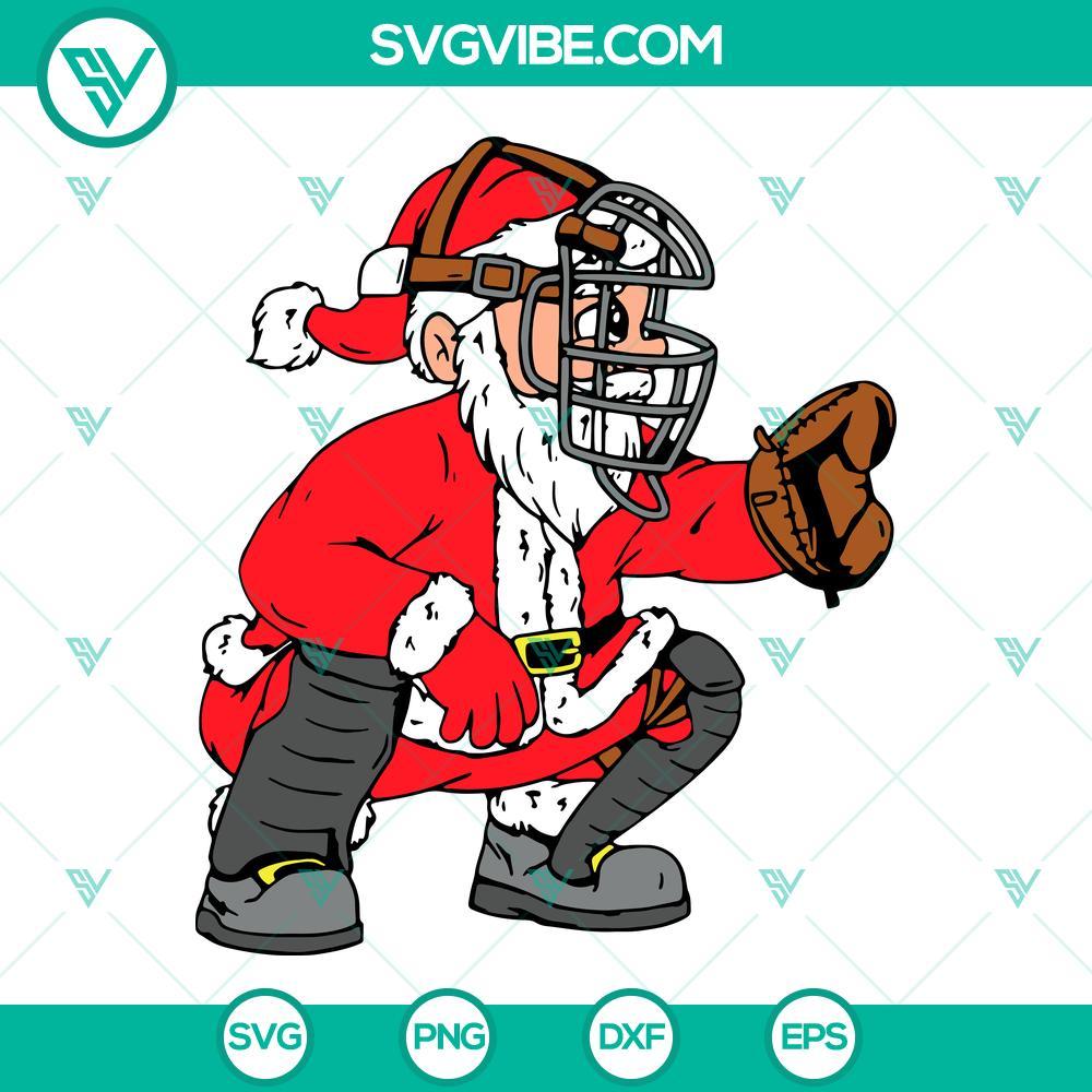 santa claus baseball catcher svg baseball christmas svg png dxf eps files for cricut 9 mockup