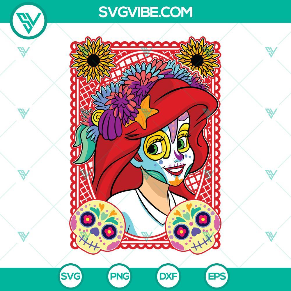 princess ariel sugar skull svg disney princess day of the dead svg dia de los muertos svg 4 mockup