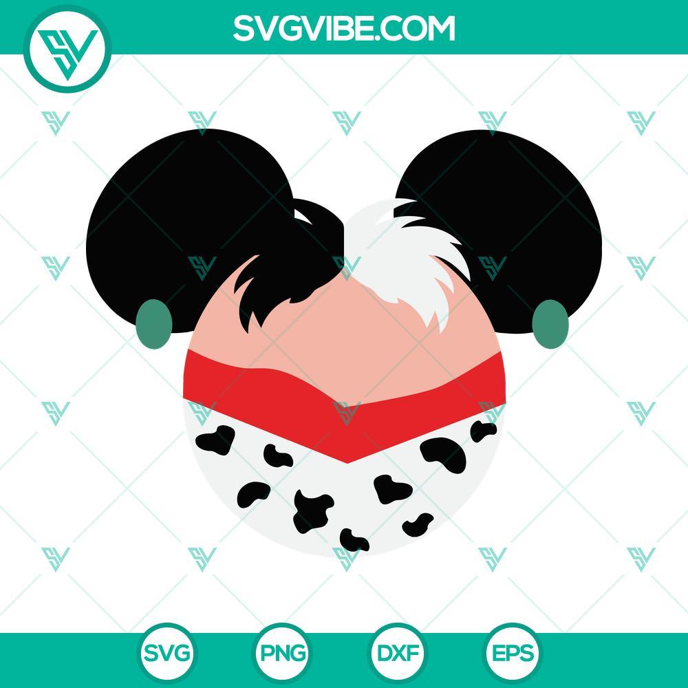 mouse head cruella de vil svg png dxf eps cut files for cricut silhouette 2 mockup