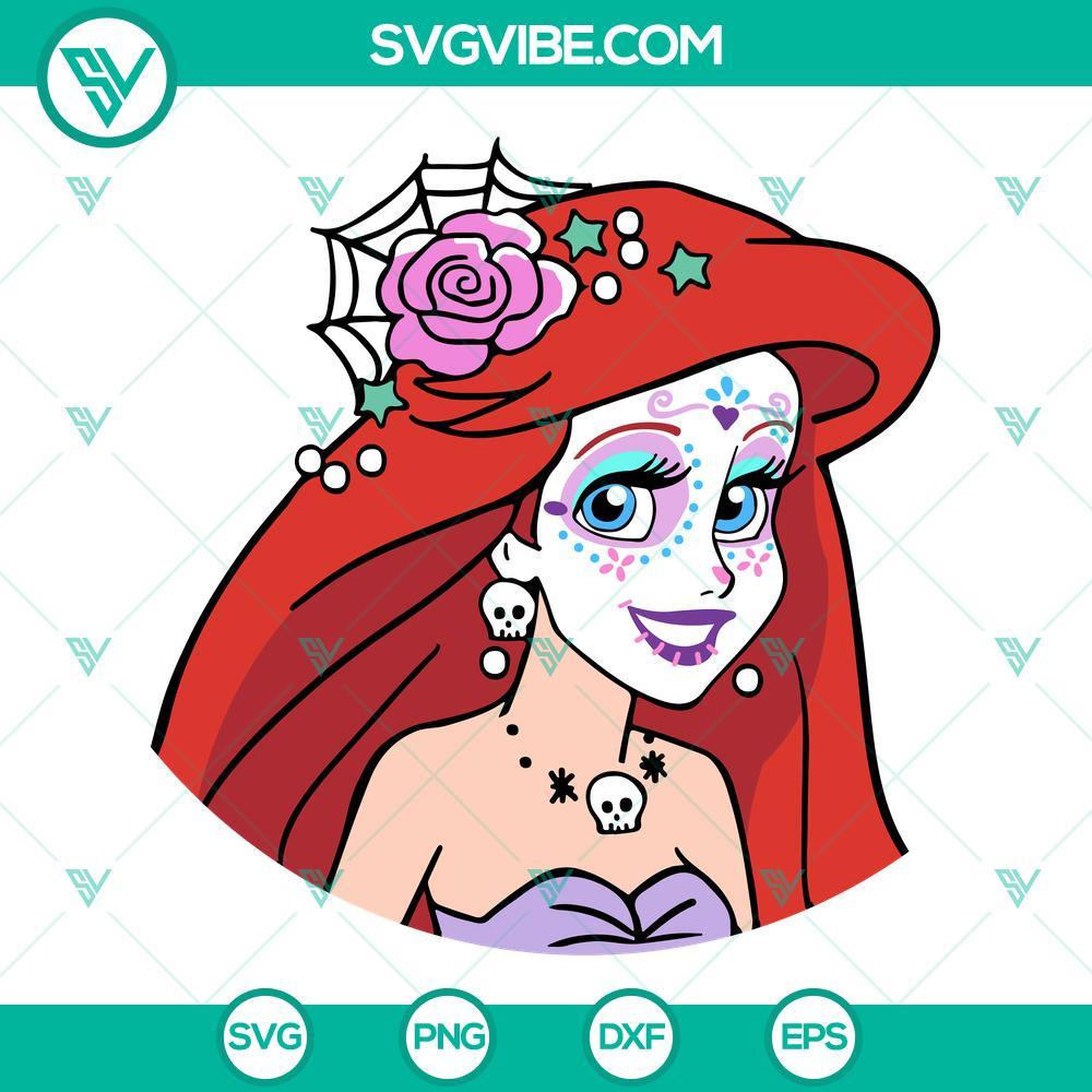 ariel disney princess halloween svg catrina svg the little mermaid svg dxf eps png cricut silhouette 7 mockup