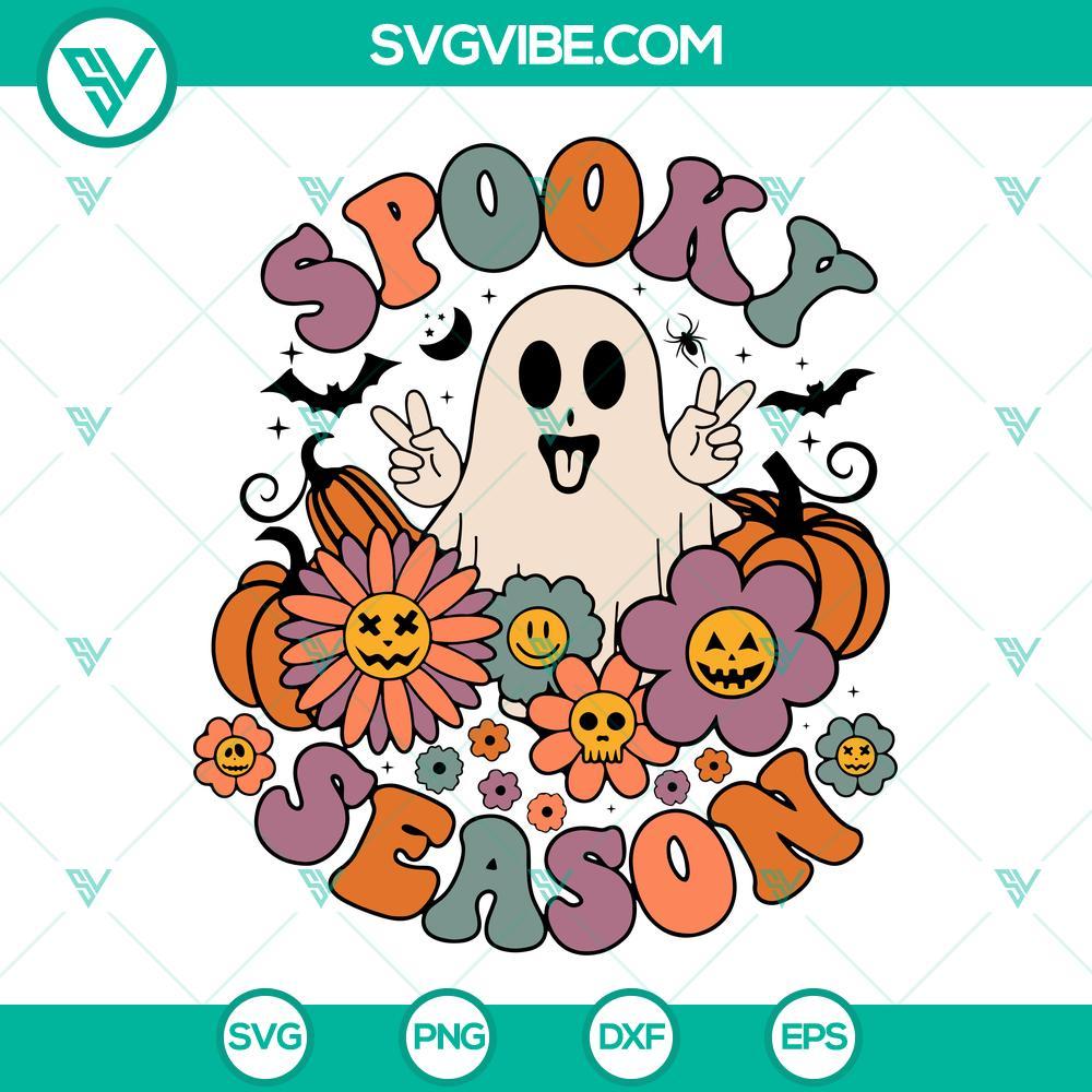 spooky season svg halloween flowers ghost pumpkin svg png dxf eps cut file for cricut silhouette 3 mockup