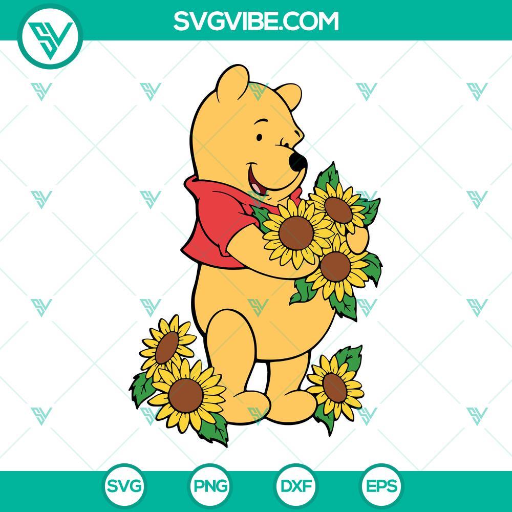 winnie the pooh with sunflowers svg dxf eps png cricut silhouette vector clipart 9 mockup