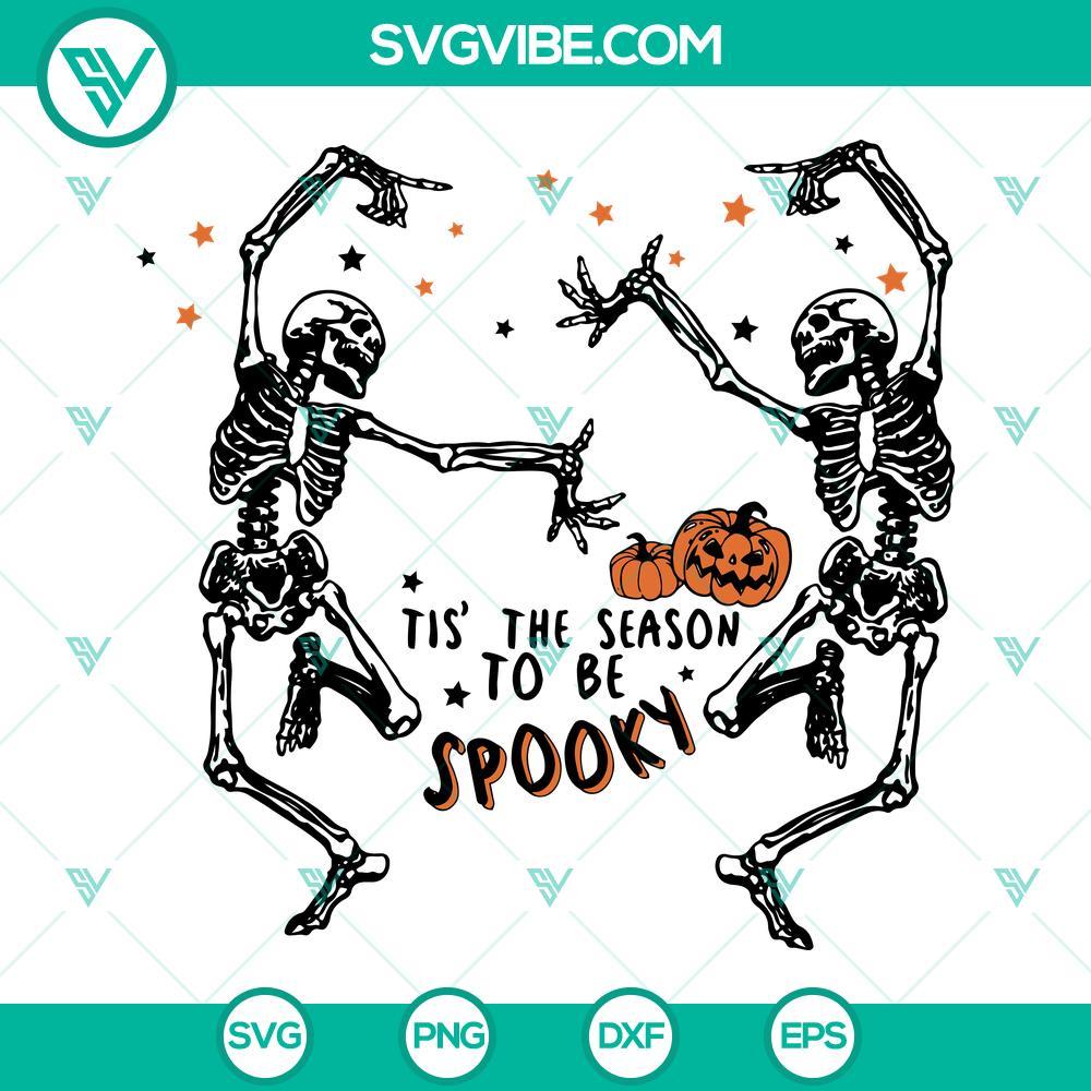 dancing skeletons svg tis the season to be spooky svg skeleton pumpkin halloween svg 1 mockup