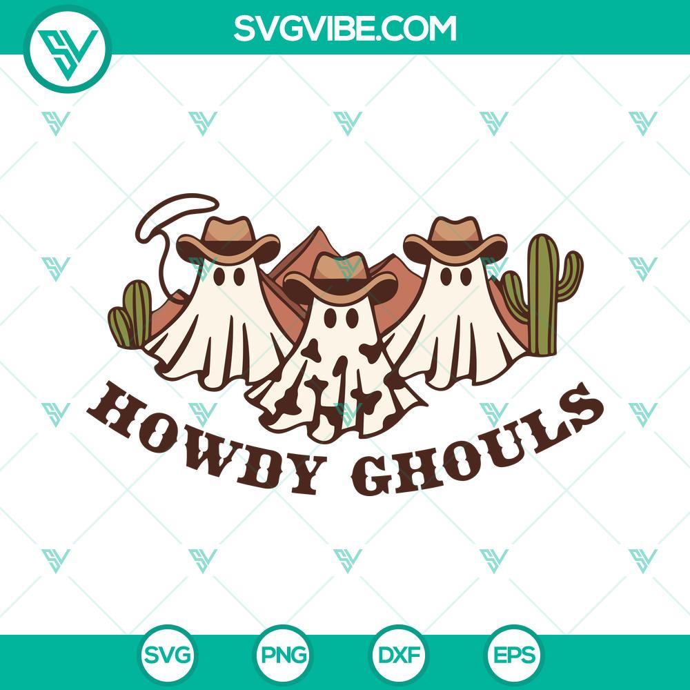 howdy ghouls svg western ghost svg cowboy ghost svg vintage ghost halloween svg 8 mockup