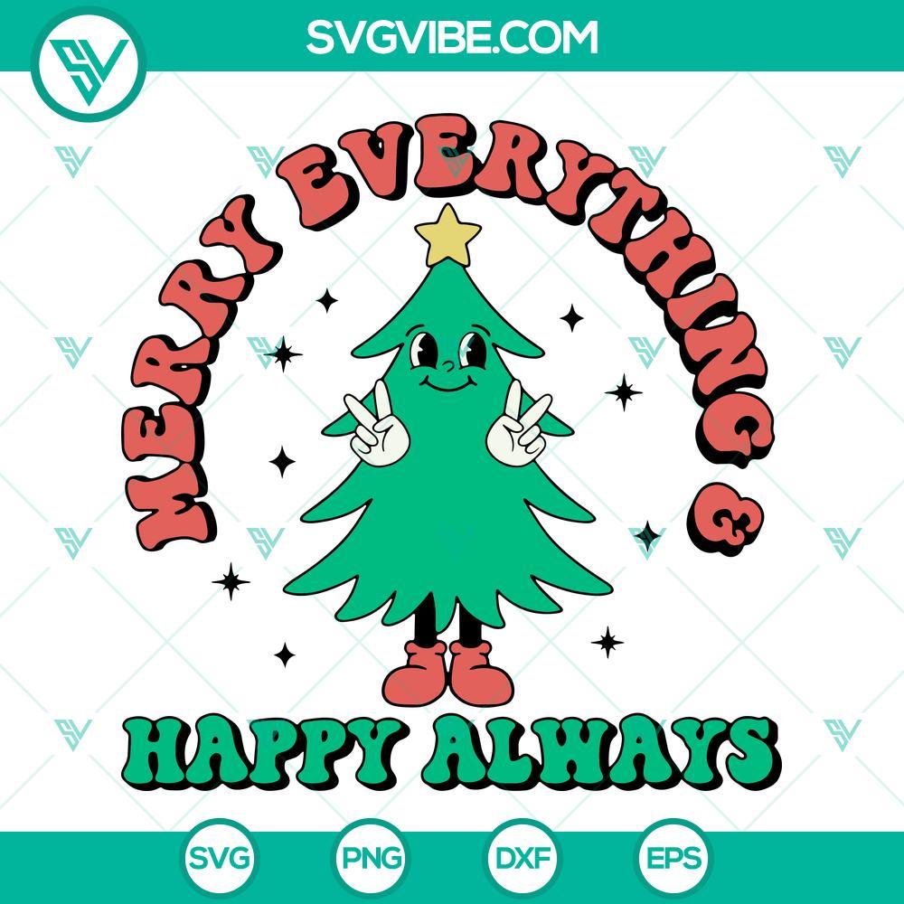 merry everything happy always svg christmas tis the season svg retro christmas tree svg files for cricut 2 mockup