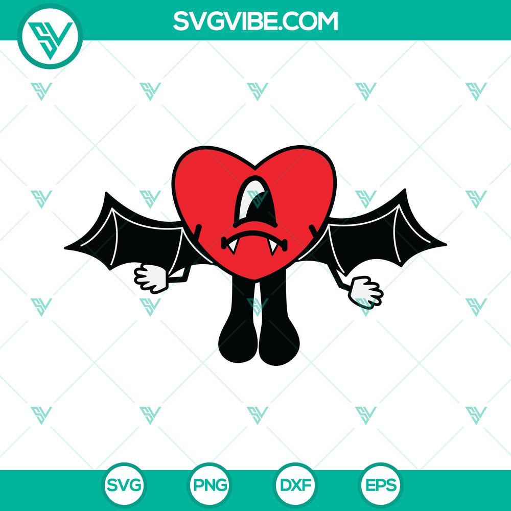 bad bunny heart bat halloween svg png dxf eps file for cricut 3 mockup