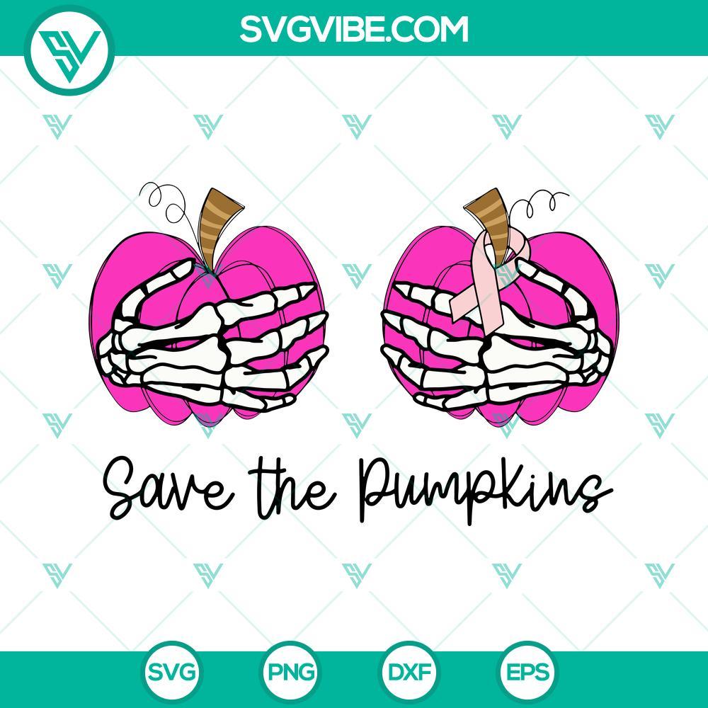 save the pumpkins svg pink pumpkins with skeleton hands svg skeleton hands breast cancer awareness svg 2 mockup