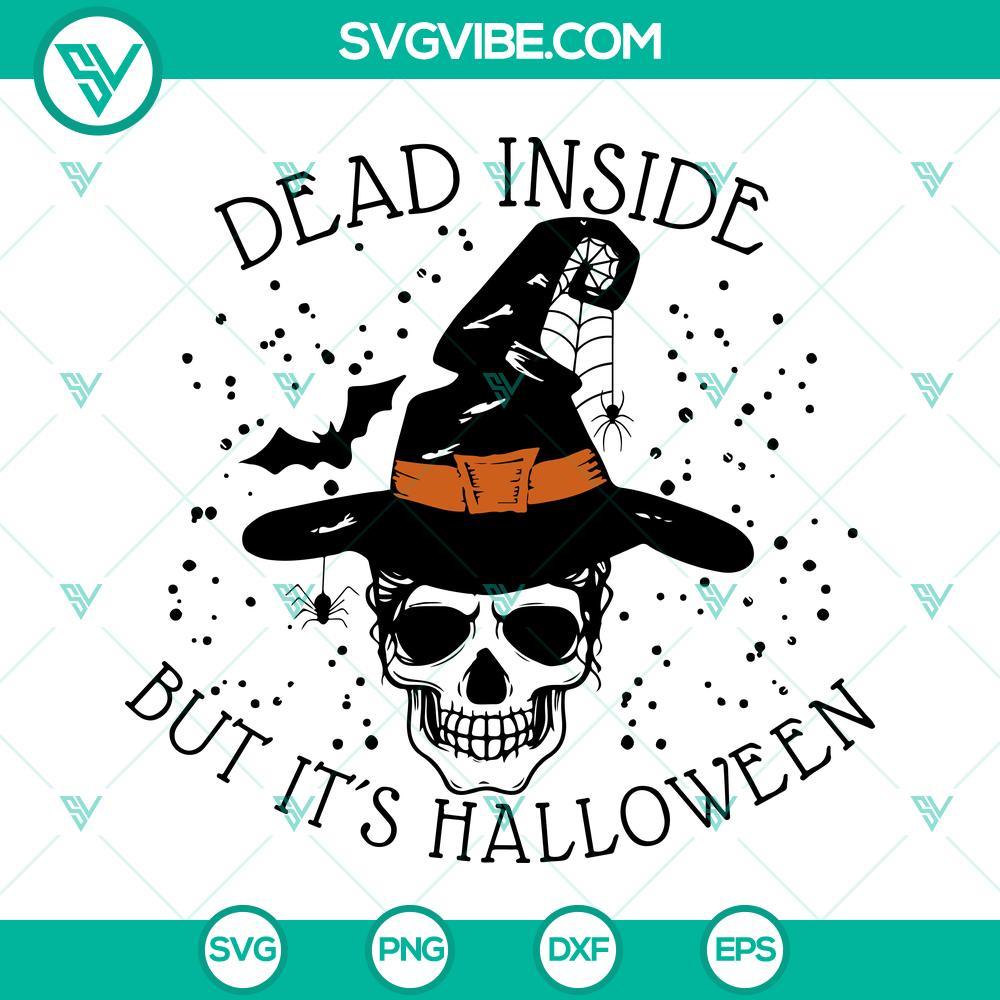 dead inside but it s halloween svg skull witch svg halloween skull witch hat svg 4 mockup