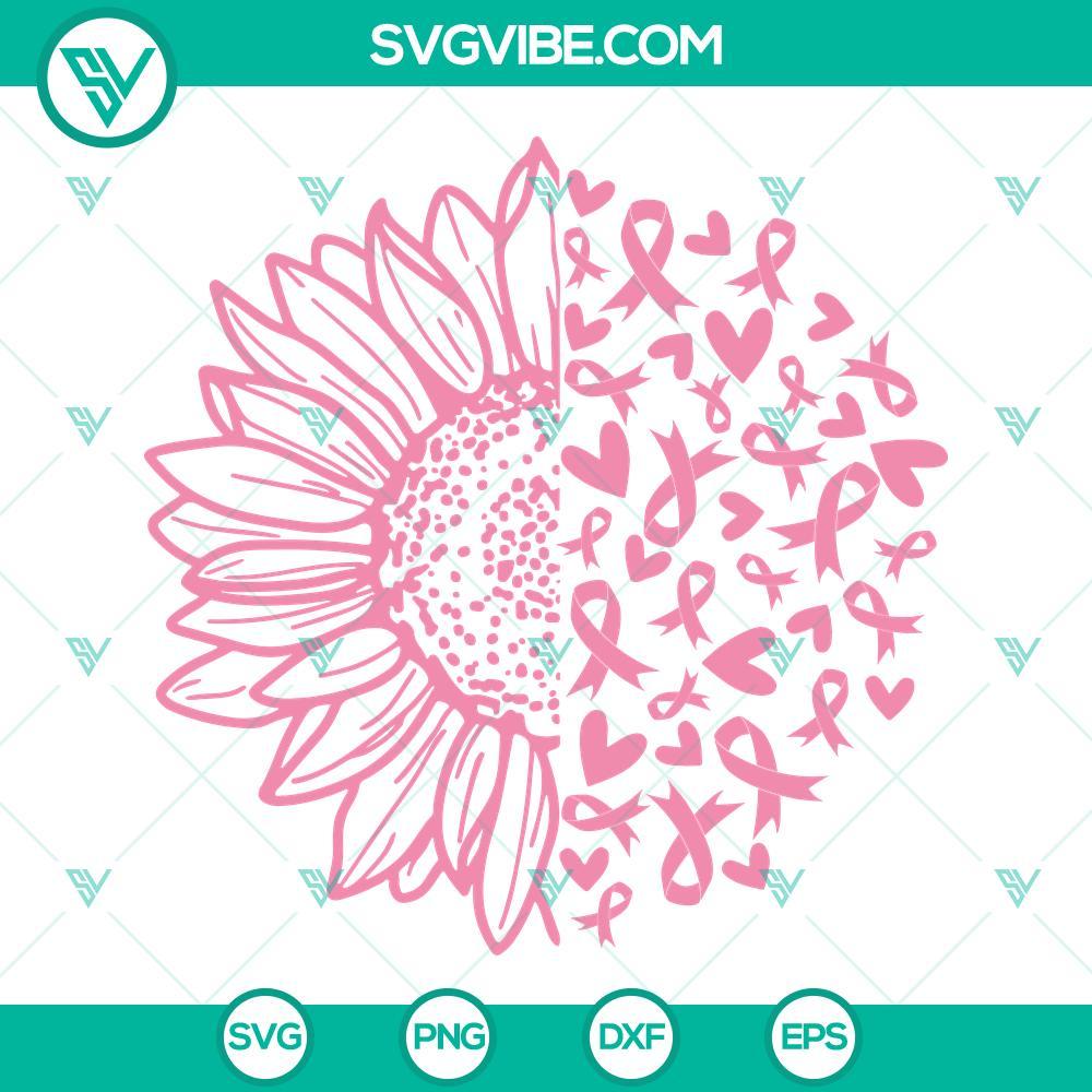 breast cancer sunflower svg breast cancer awareness svg pink ribbon svg png dxf eps 8 mockup