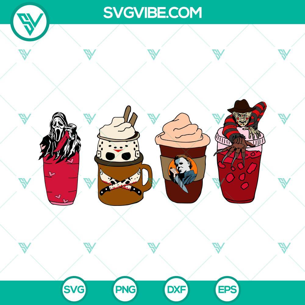 horror fall halloween coffee svg scary movie halloween horror killers iced coffee svg horror halloween coffee svg png dxf eps 3 mockup