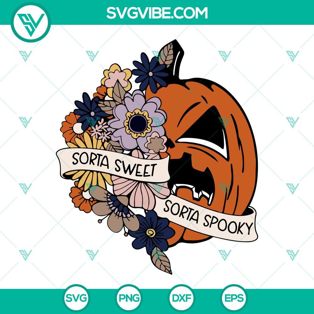 sorta sweet sorta spooky svg flower pumpkin halloween svg halloween shirt svg 6 mockup