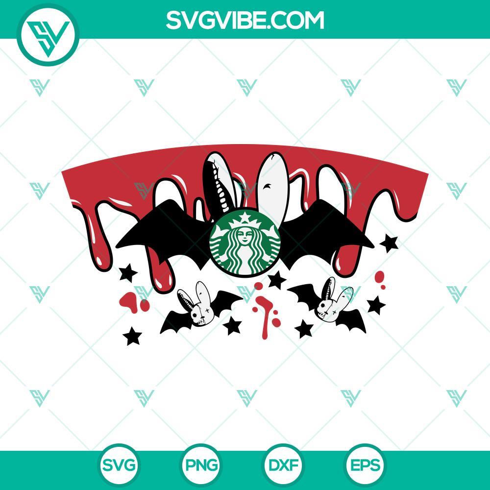 full wrap bad bunny halloween starbucks svg dripping blood bad bunny logo starbucks svg halloween starbucks cup svg 4 mockup