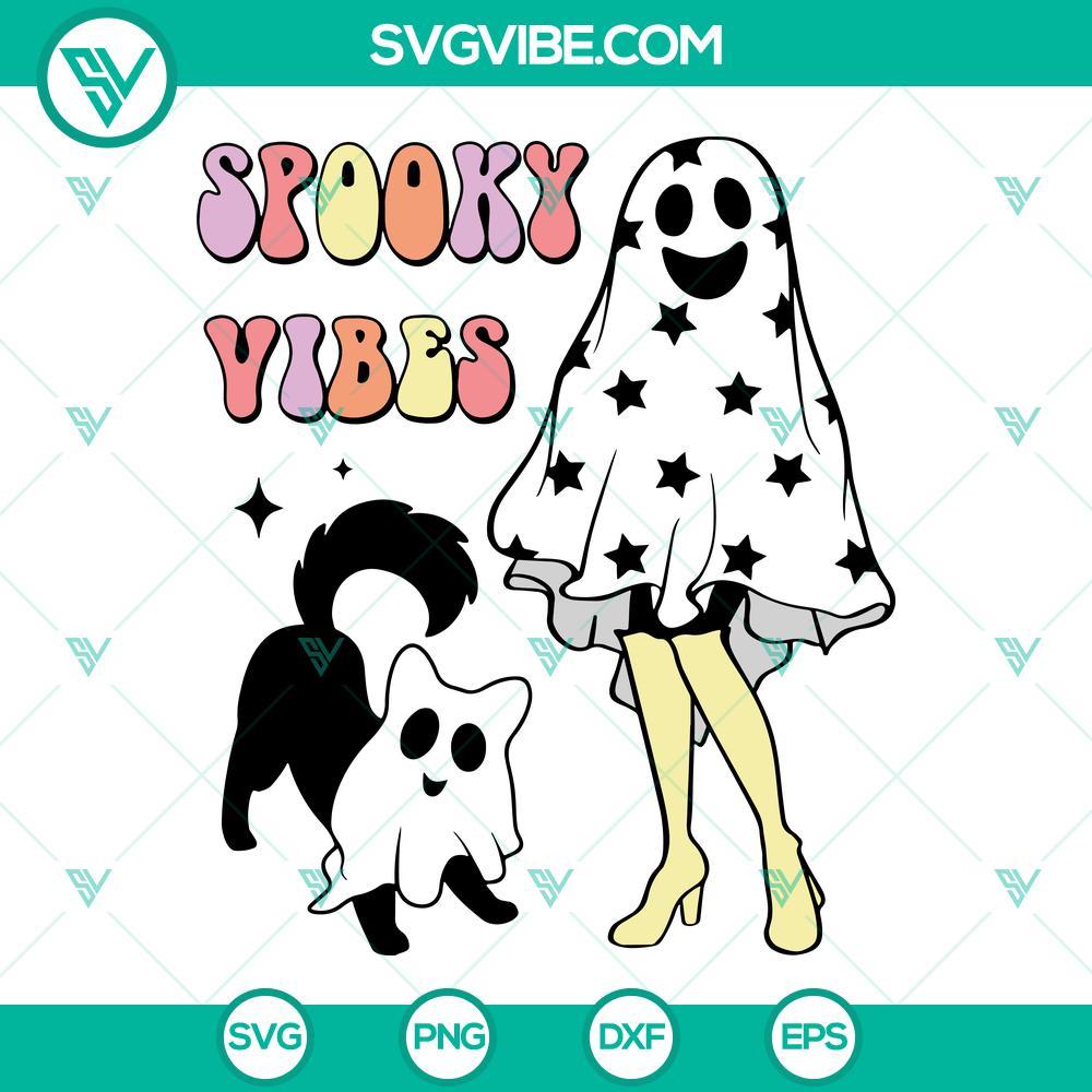 spooky vibes svg ghost girl svg ghost dog svg dog mom svg halloween svg 3 mockup