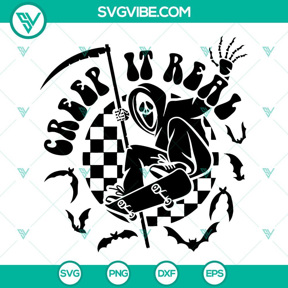 creep it real svg grim reaper skateboarding svg death skull skateboard skater svg boy halloween svg 2 mockup