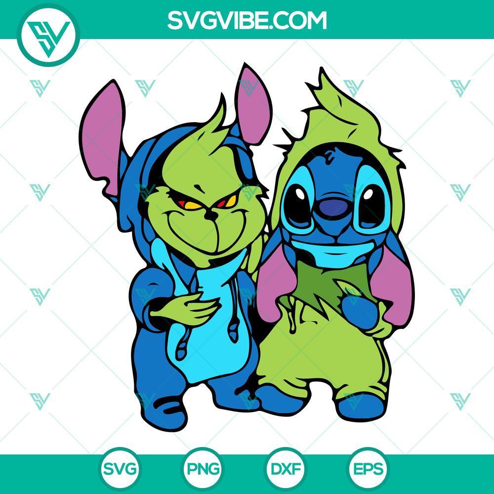 baby grinch and stitch svg png dxf eps cut files for cricut silhouette 2 mockup