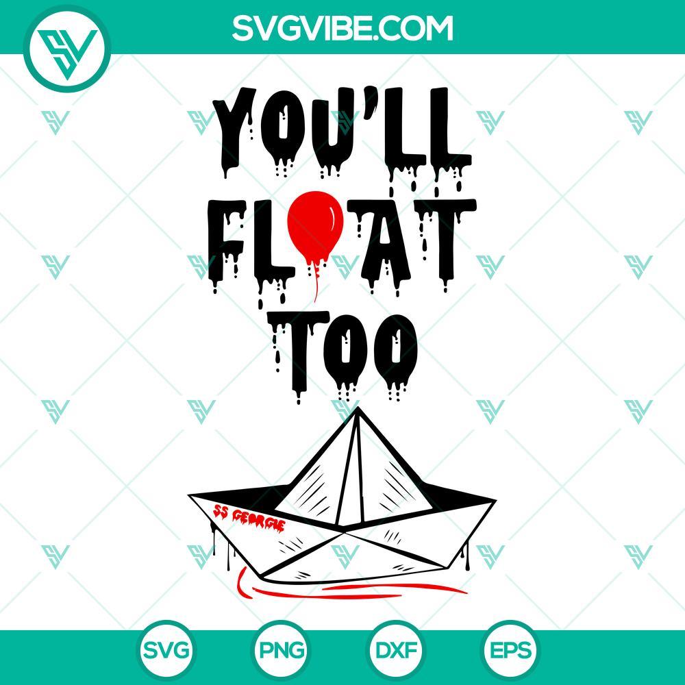 you ll float too pennywise svg it movie horror halloween svg png dxf eps 3 mockup