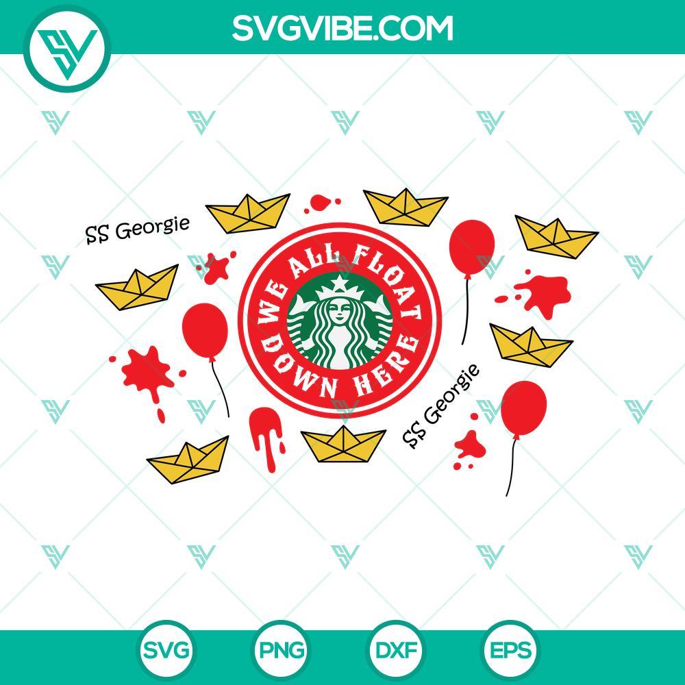 it movie starbucks cup full wrap svg we all float down here horror clown starbucks cup svg 5 mockup