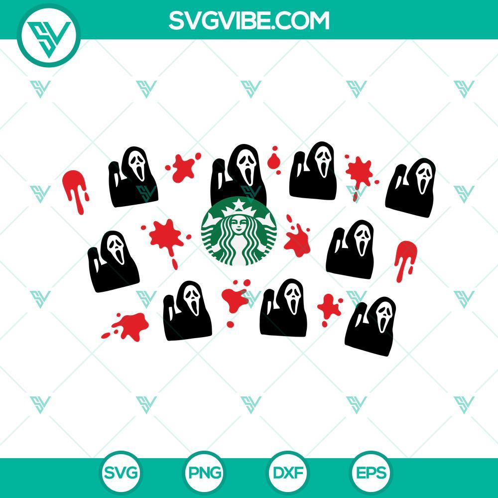 ghostface scream starbucks cup full wrap svg scary movie starbucks cold cup svg 10 mockup