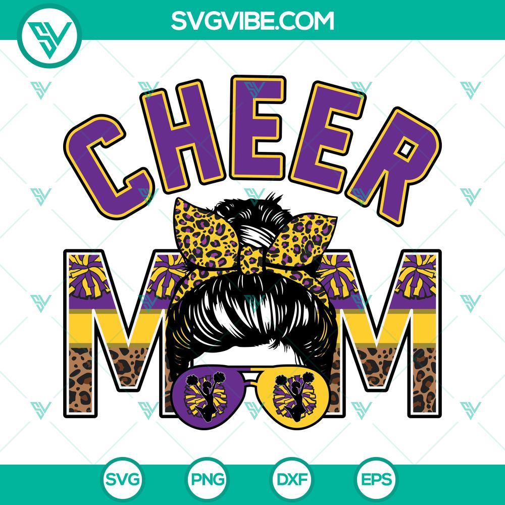 cheer mom purple and yellow gold svg leopard cheer mom svg messy bun cheer mom svg png dxf eps cricut 2 mockup