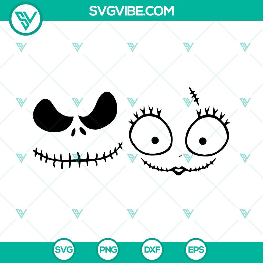 jack skellington and sally face svg a nightmare before christmas svg png dxf eps cutting files 2 mockup