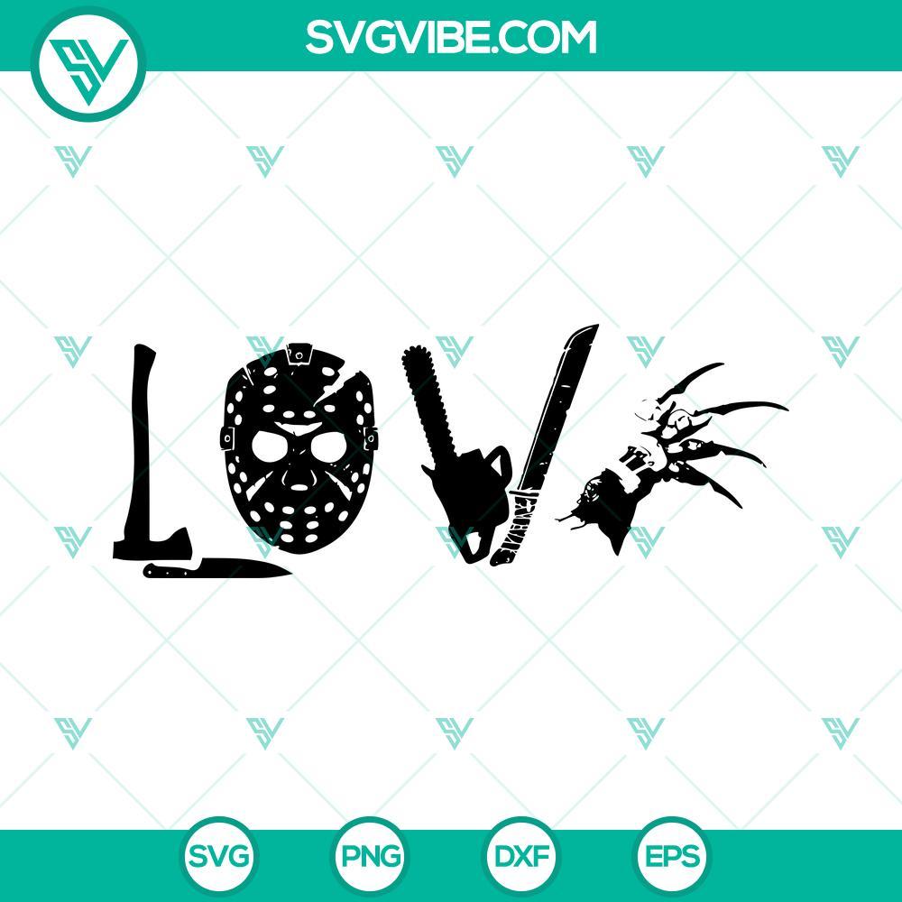 horror movie love svg slasher flick jason mask freddy glove michael axe chainsaw svg halloween svg 6 mockup