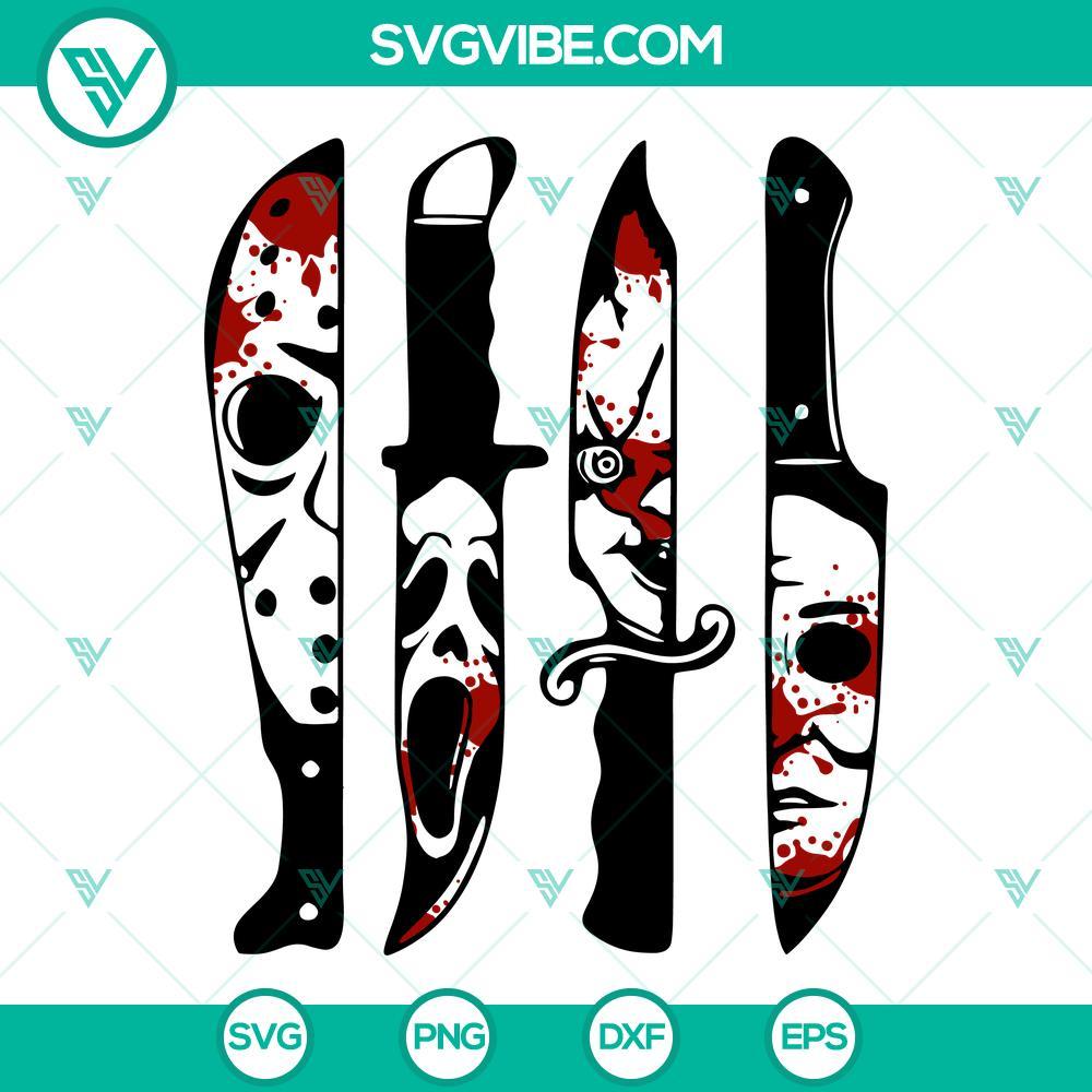 horror movie characters in knives svg halloween svg michael myers svg jason voorhees svg scream svg chucky svg 8 mockup