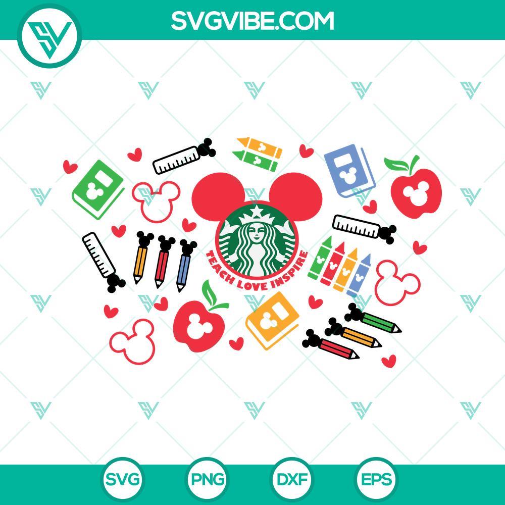 teacher starbucks cup full wrap svg teach love inspire ears full wrap svg venti cup decal svg coffee ring svg 5 mockup