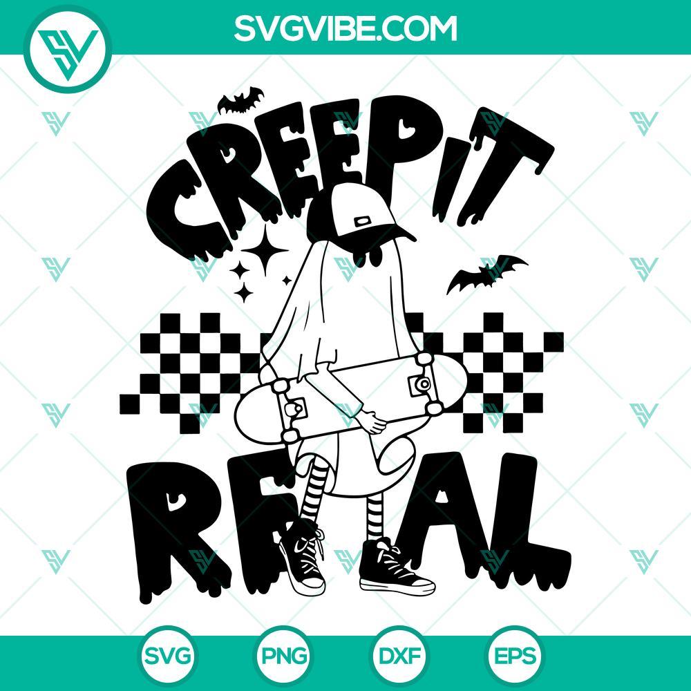 halloween creep it real ghost skateboard svg png dxf eps cut files for cricut silhouette 9 mockup