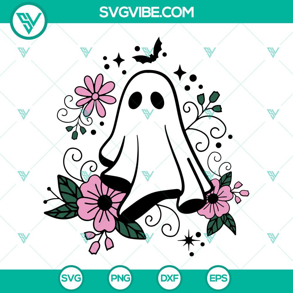 floral ghost svg halloween cute ghost svg halloween floral svg flower ghost svg png dxf eps files for cricut 2 mockup