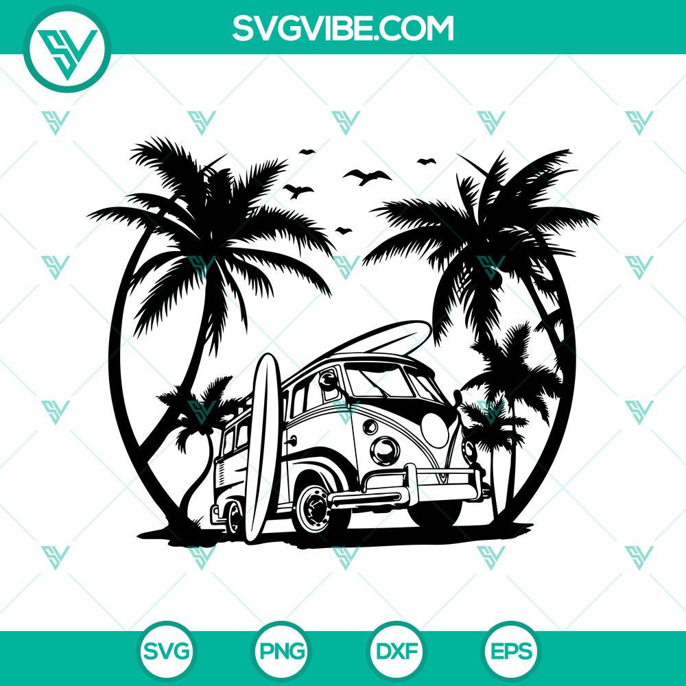 surfing van svg vintage summer vehicle clipart palm beach cut file surf board svg hello summer svg 8 mockup