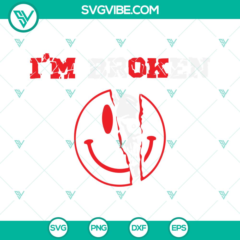 im ok broken svg confused smile im broken invisible illness svg png dxf eps 10 mockup