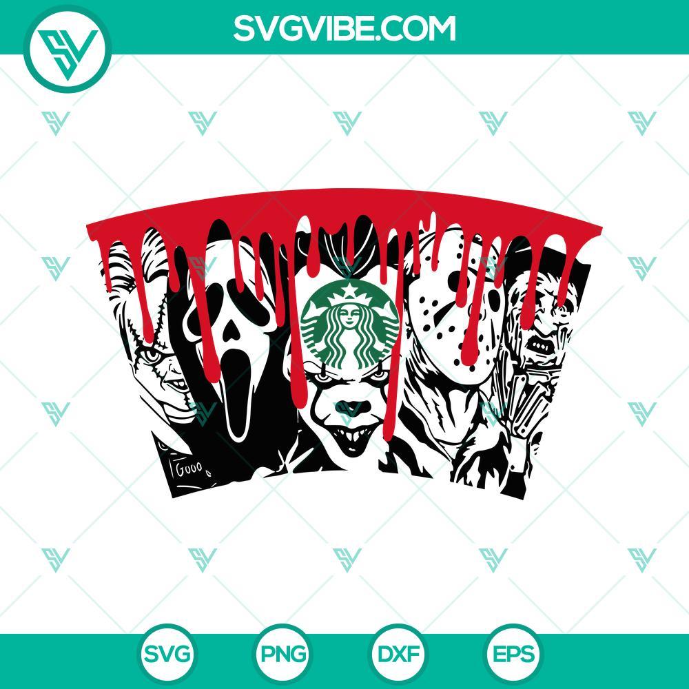 horror movie starbucks cup svg halloween full wrap starbucks scary movie cold cup svg 1 mockup