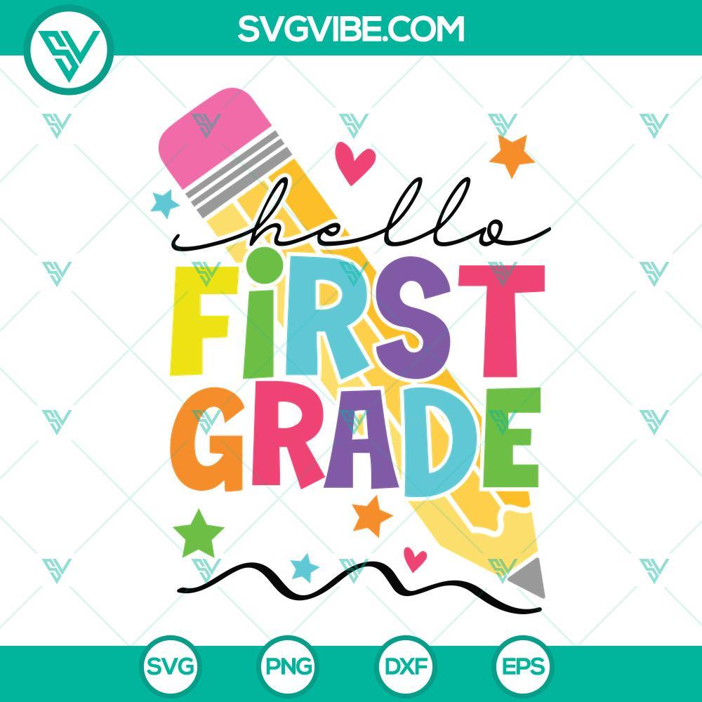 hello first grade svg 1st grade svg back to school svg teacher svg first day of school svg 4 mockup