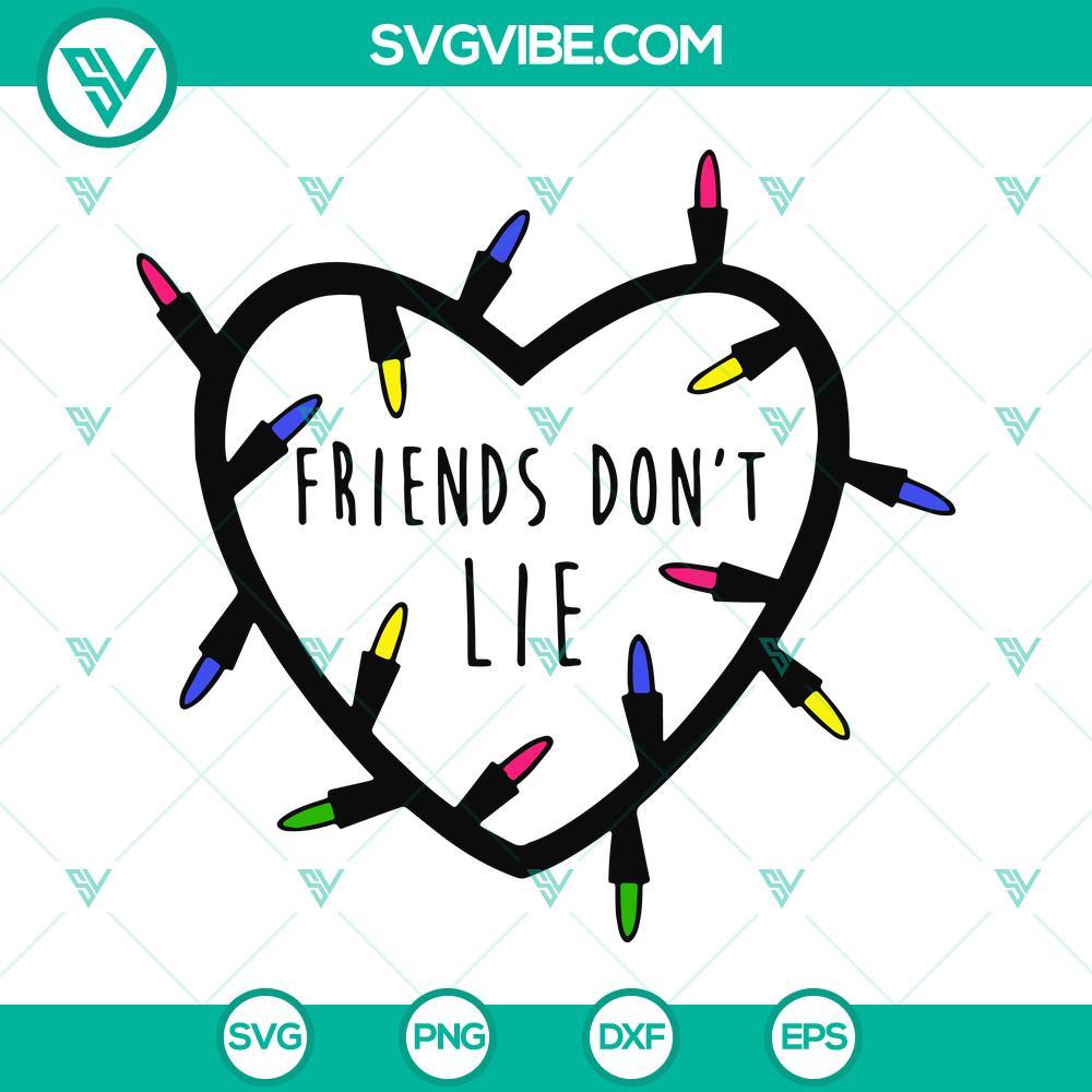 stranger things friends don t lie svg png dxf eps cut files for cricut silhouette 9 mockup