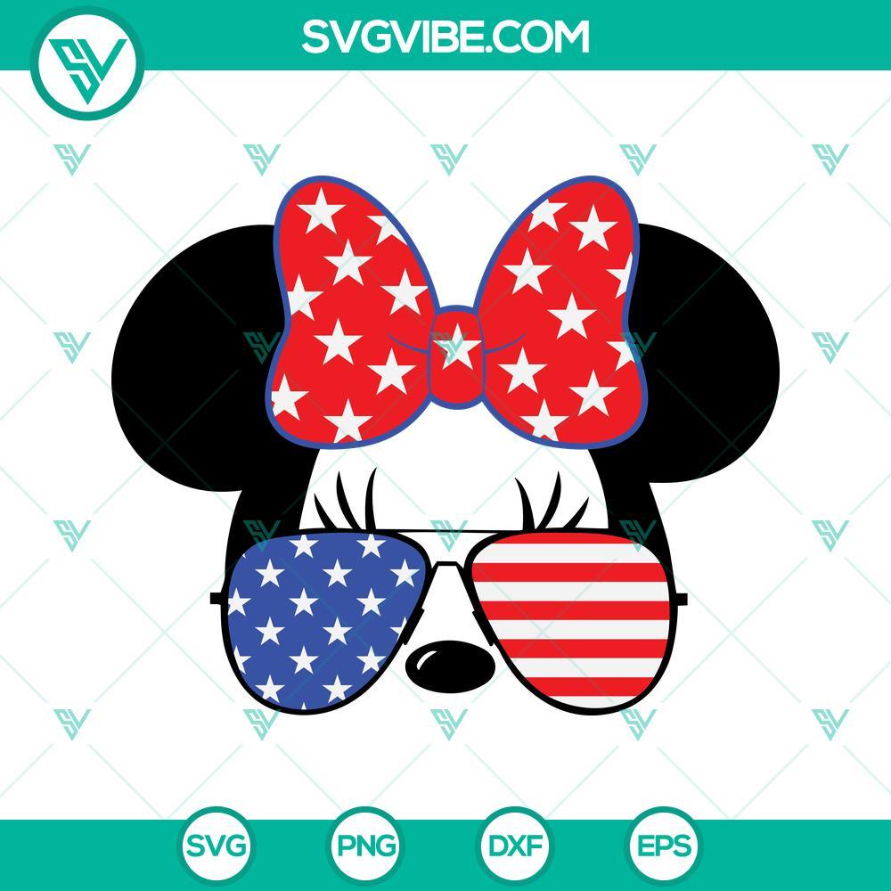 minnie american flag sunglasses star bow svg disney 4th of july shirt svg png dxf eps 7 mockup