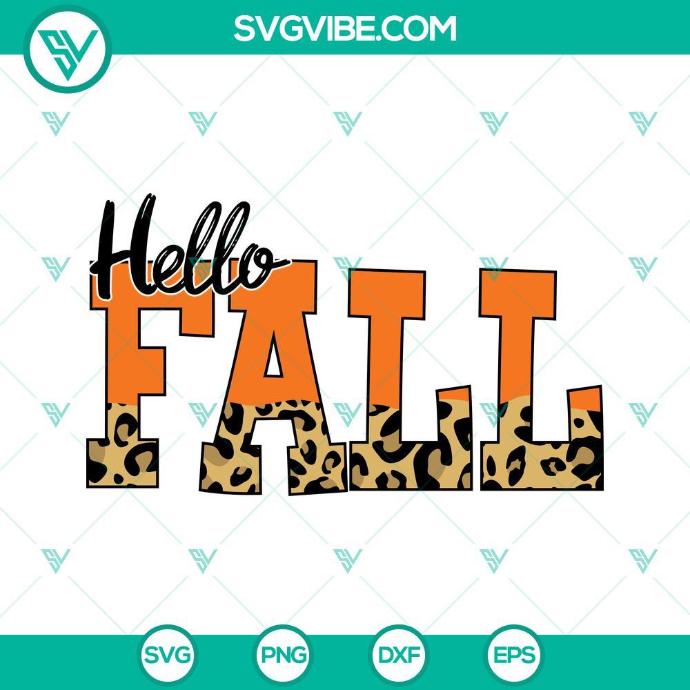 orange and leopard print hello fall svg png dxf eps cut files for cricut silhouette 4 mockup