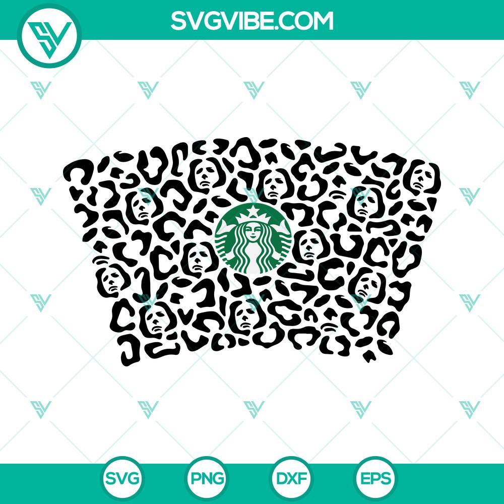 leopard michael myers starbucks cup svg halloween full wrap michael myers leopard print starbucks cup svg 8 mockup