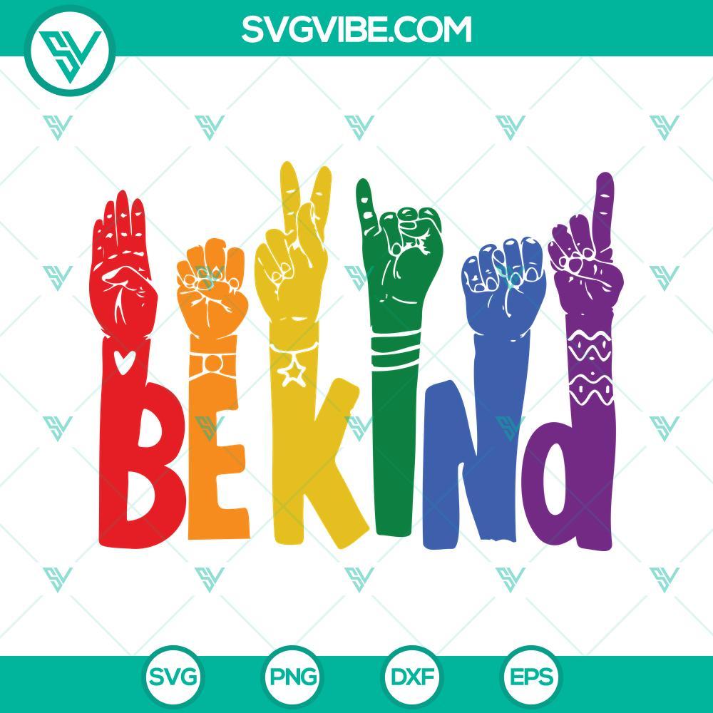 lgbt pride svg be kind sign language rainbow hands lgbt svg be kind rainbow svg png dxf eps 5 mockup