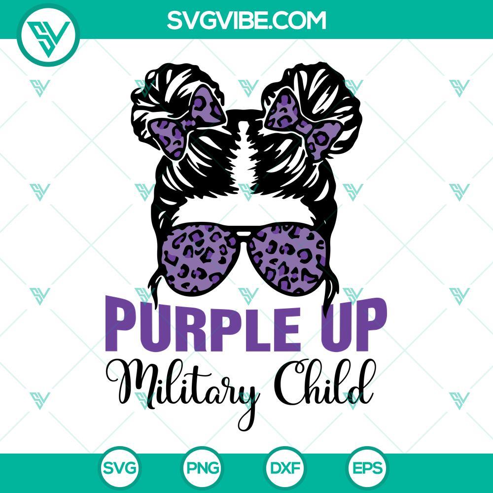 messy bun military child month svg purple up for military child svg png dxf eps cricut 5 mockup