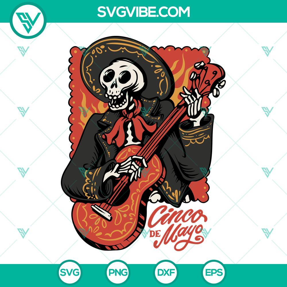 cinco de mayo mexican mariachi skeleton svg png dxf eps cut files for cricut silhouette 3 mockup