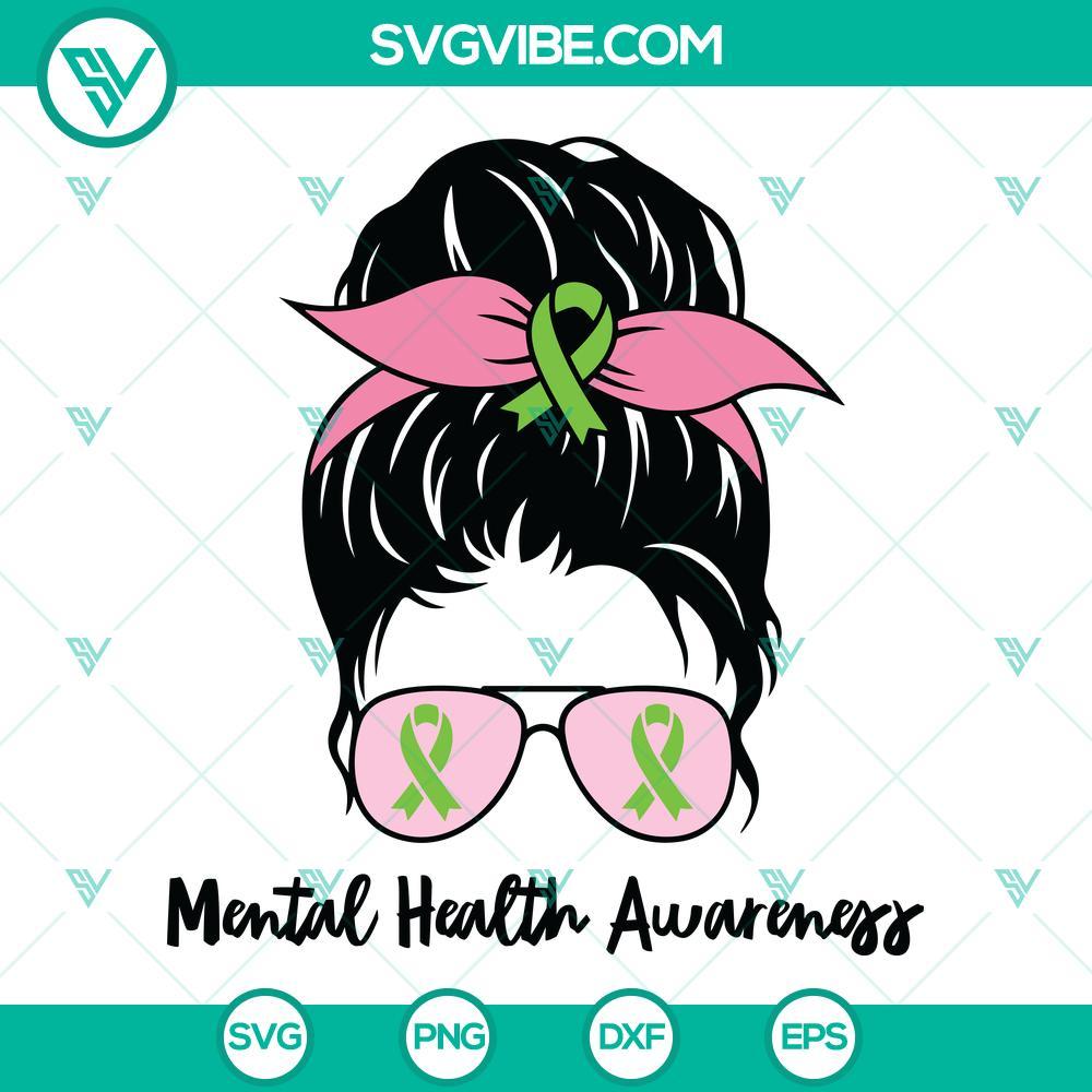 messy bun mental health awareness svg messy bun mental health svg mental health svg png mental health awareness ribbon svg 1 mockup