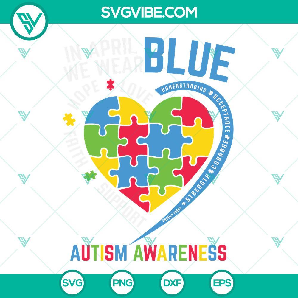 autism awareness puzzle piece heart svg in april we wear blue svg love hope faith autism awareness shirt svg 5 mockup