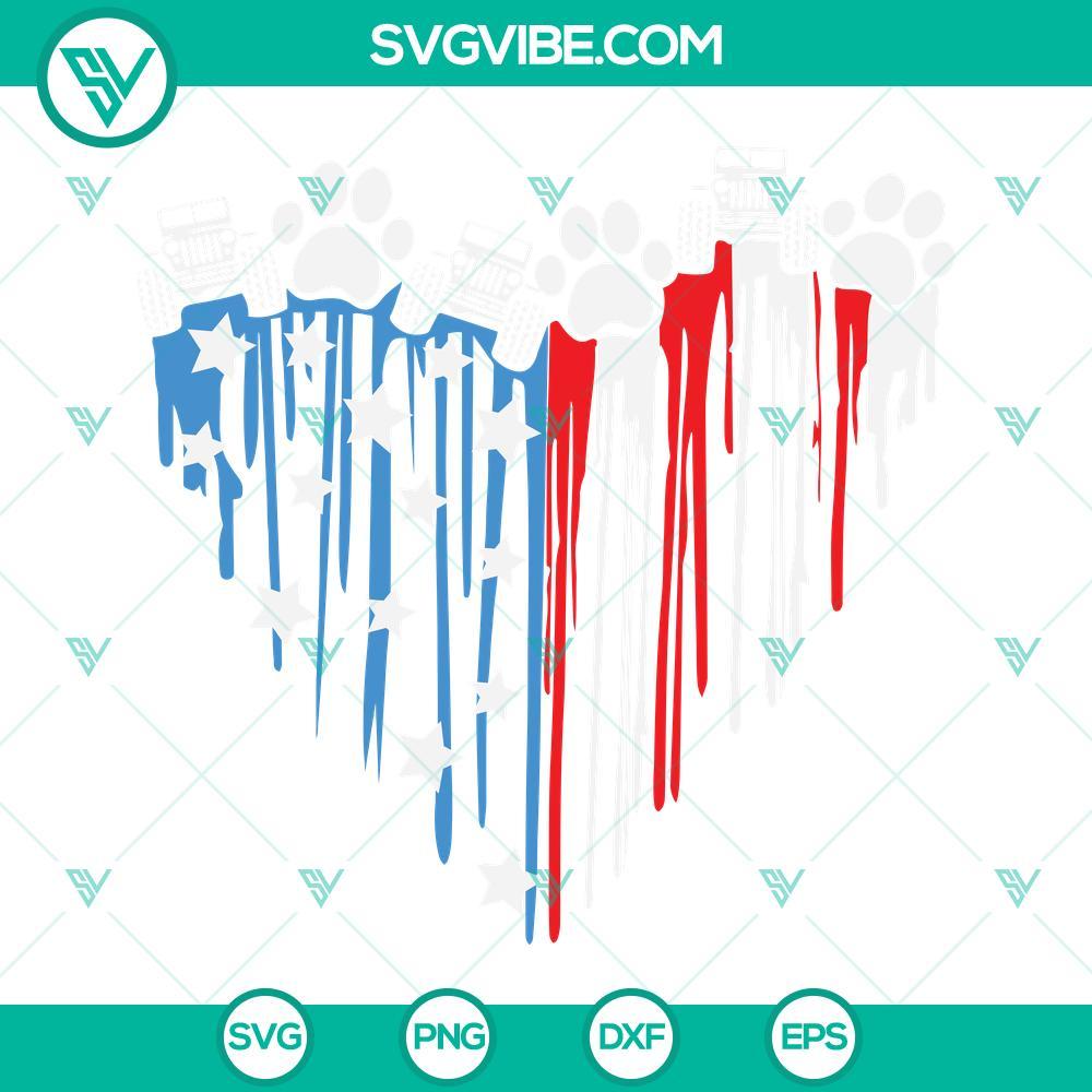 dripping american flag heart jeep paws svg 4th of july jeep and paws svg 4 mockup