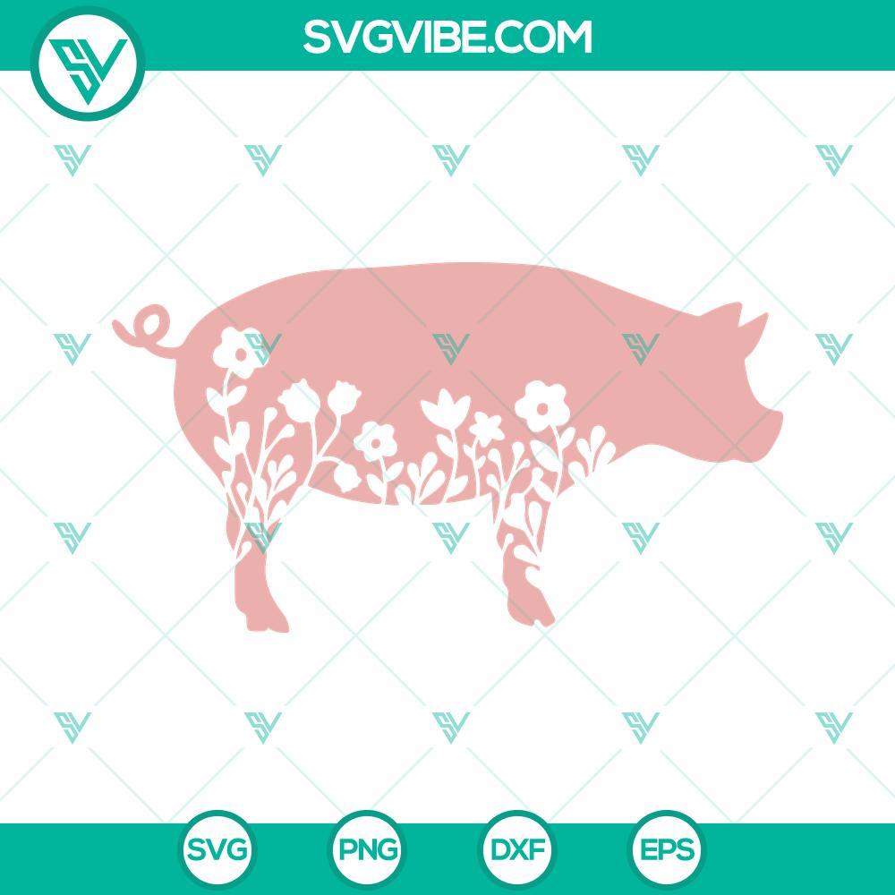 floral pig svg png dxf eps files pig flowers svg pig svg 4 mockup