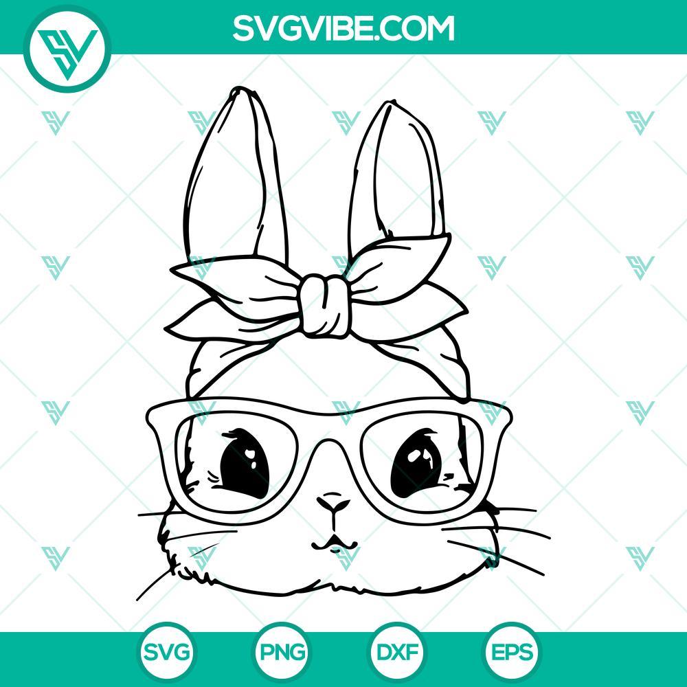 cute bunny with glasses svg bunny with bow svg easter bunny svg bunny bandana svg 5 mockup